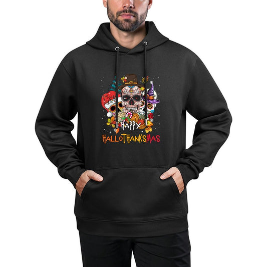 Sugar-Skull Skeleton Halloween Xmas Happy Hallothanksmas Versatile Streetwear Hoodie