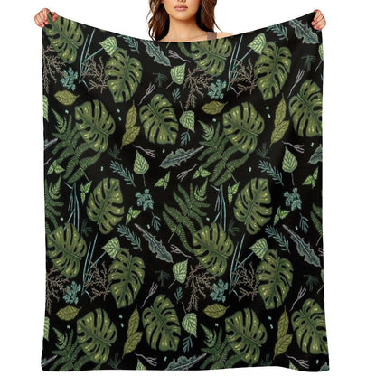 Green Summer Jungle Throw Blanket