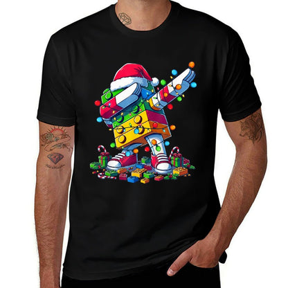 Master Builder Kids Building Blocks Dabbing Christmas Lights  Polyester Blend T-Shirt