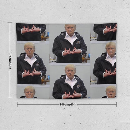 Donald Trump Suwoo Gang Sign Tapestry