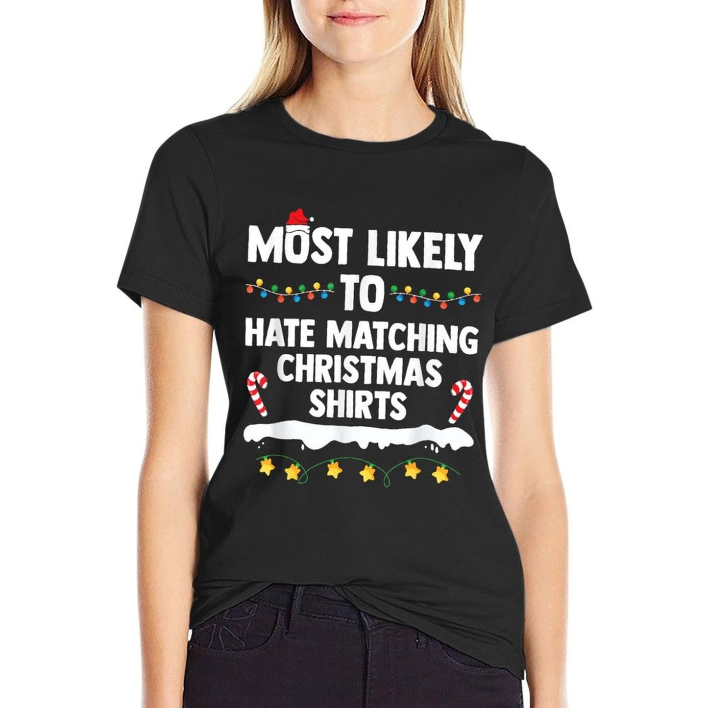 Most Likely To Hate Matching Christmas Xmas Family Group  Polyester Blend T-Shirt