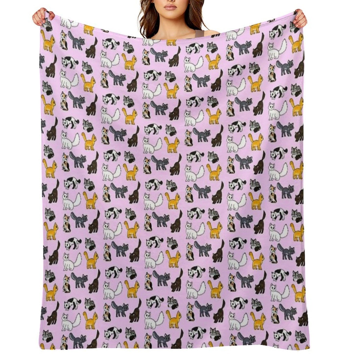 Cuddly Kitties Pink Throw Blanket