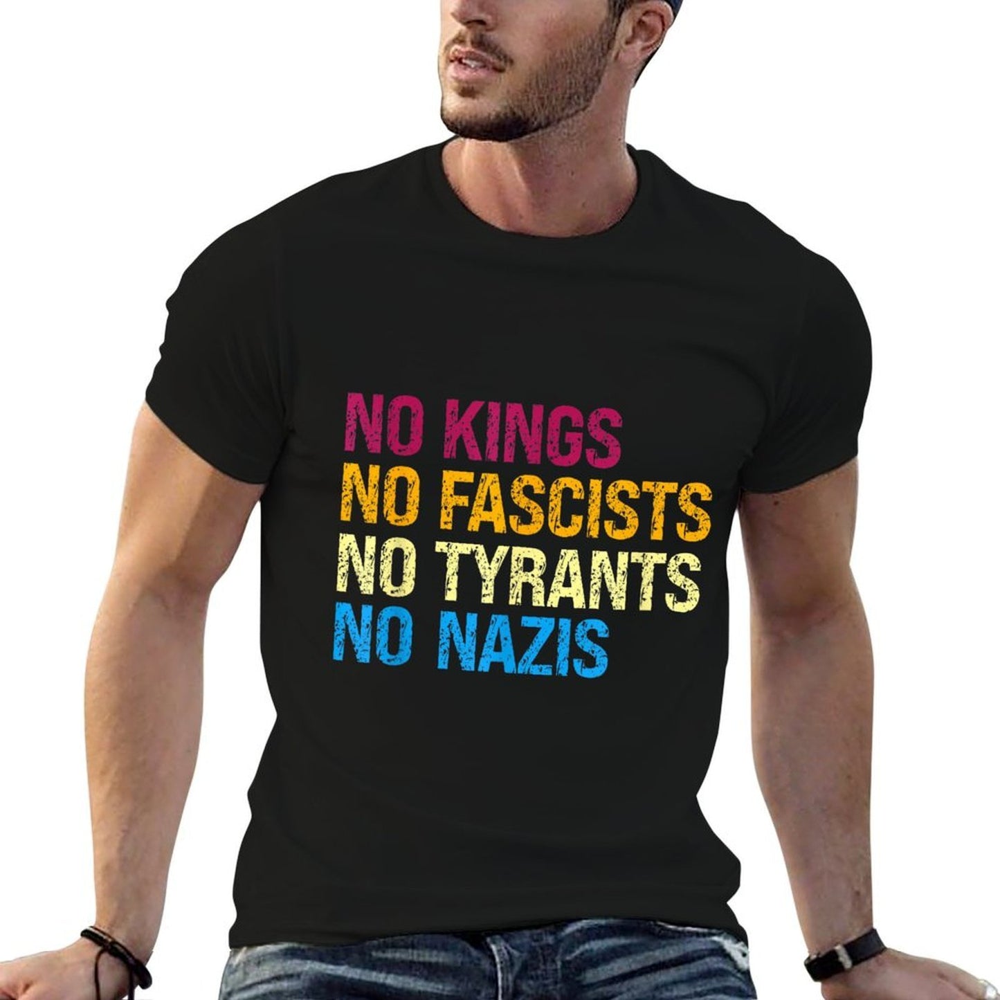 Defiant Voice – No Kings No Fascists No Tyrants No Nazis  Relaxed-fit T-Shirt