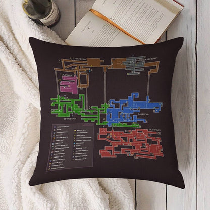 Super Metroid Map Linen Throw Pillow Cover