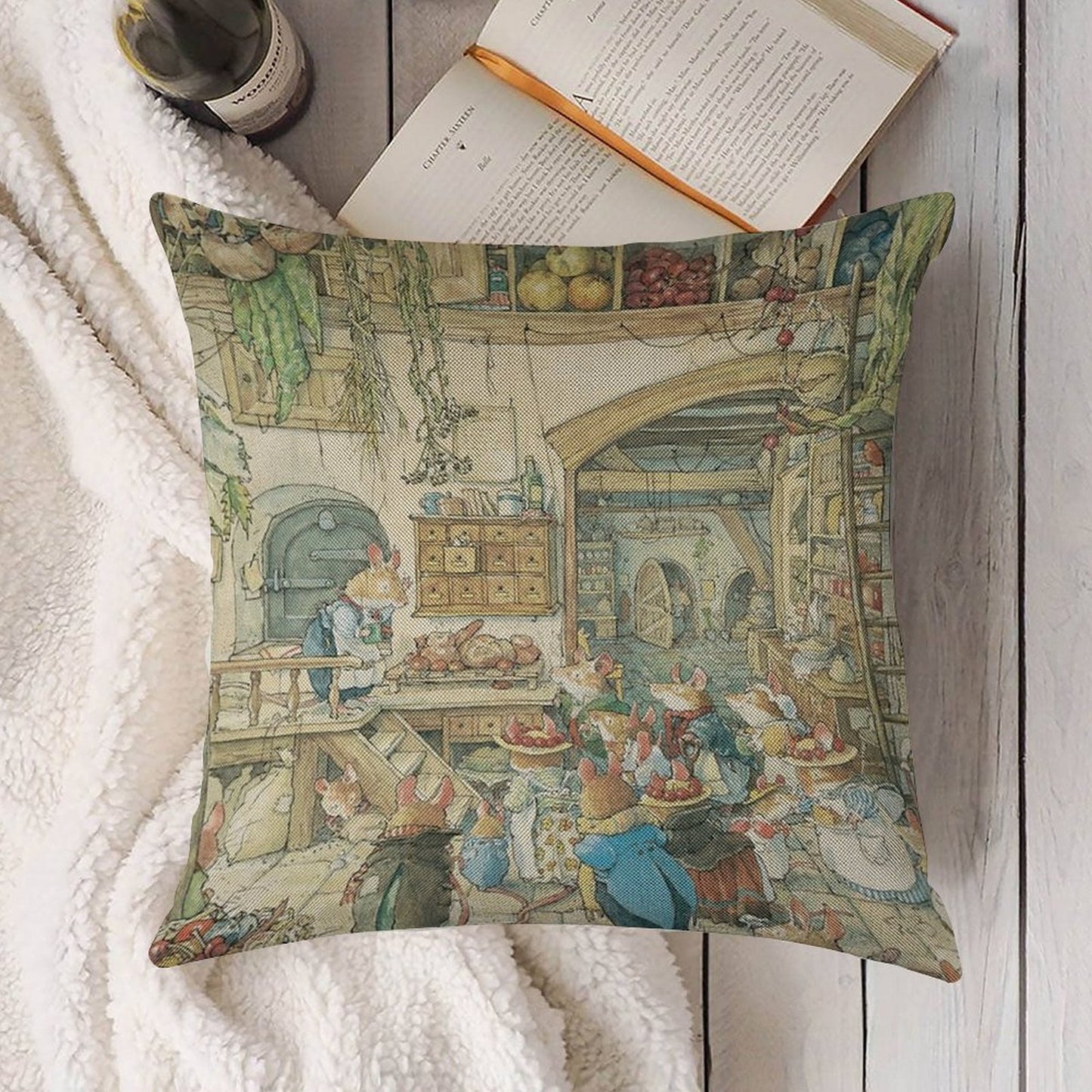 The Fruits of The Hedge Linen Throw Pillow Cover