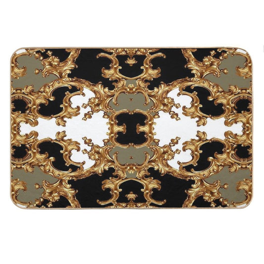 Golden Ornamental Baroque Symmetrical Bath Mat