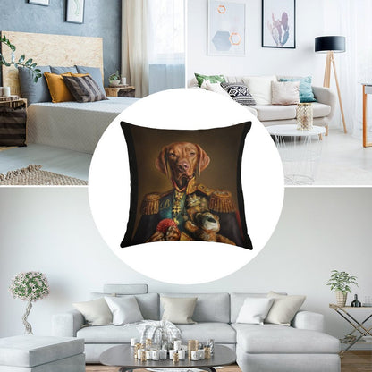 Bertie The Hungarian Vizsla - Dog Portrait Linen Throw Pillow Cover