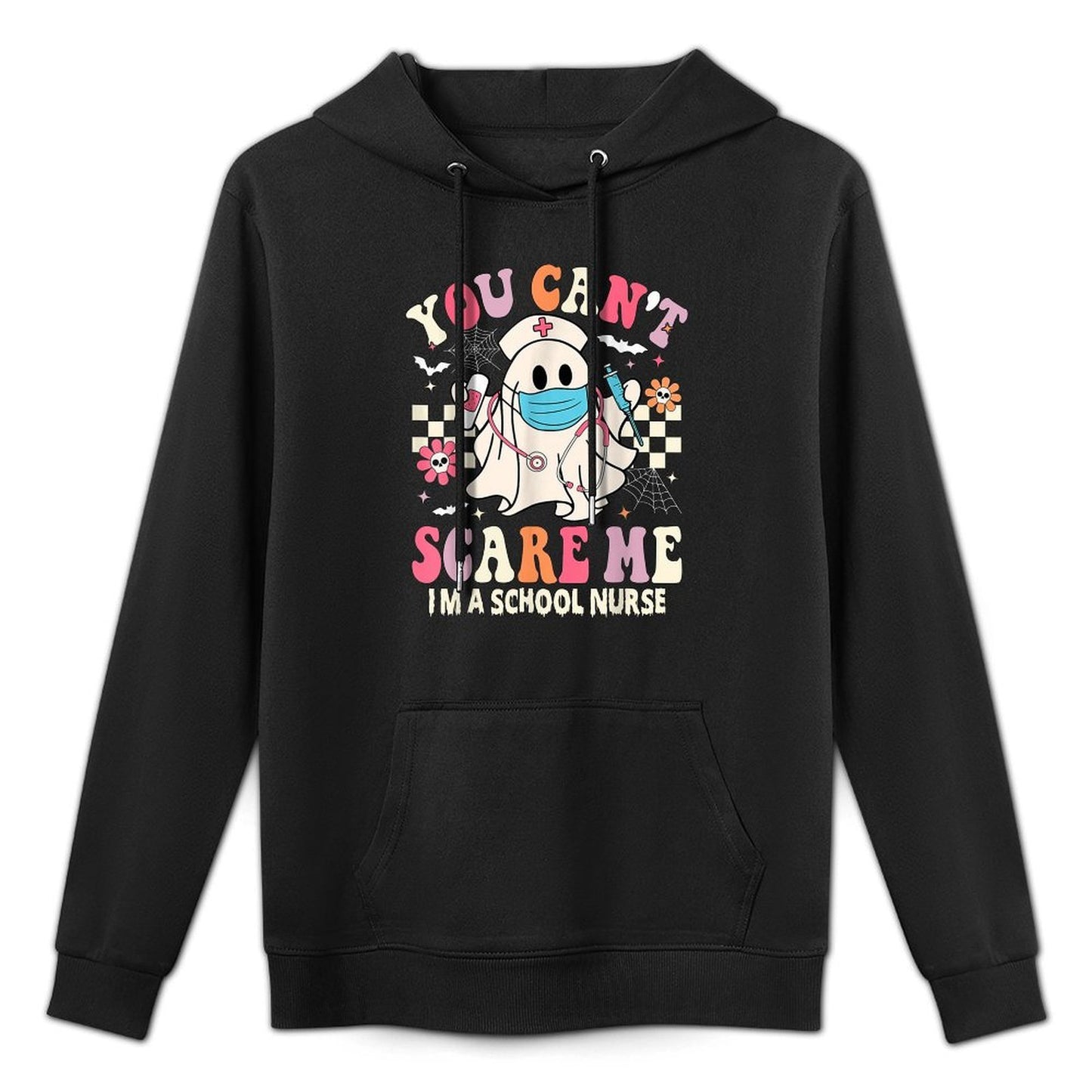 You Cant Scare Me Im A School Nurse Funny Halloween Nurse Shape Retention Hoodie