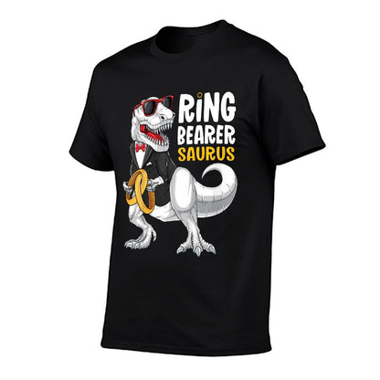 Kids Ring Bearer Saurus Shirt Tux T Rex Wedding Boys Ring Bearer T-Shirt