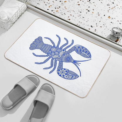 Lobster (blue And White, Horizontal) Bath Mat