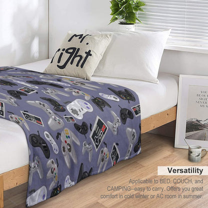 Old School Video Game Controllers - Repeating Pattern Throw Blanket
