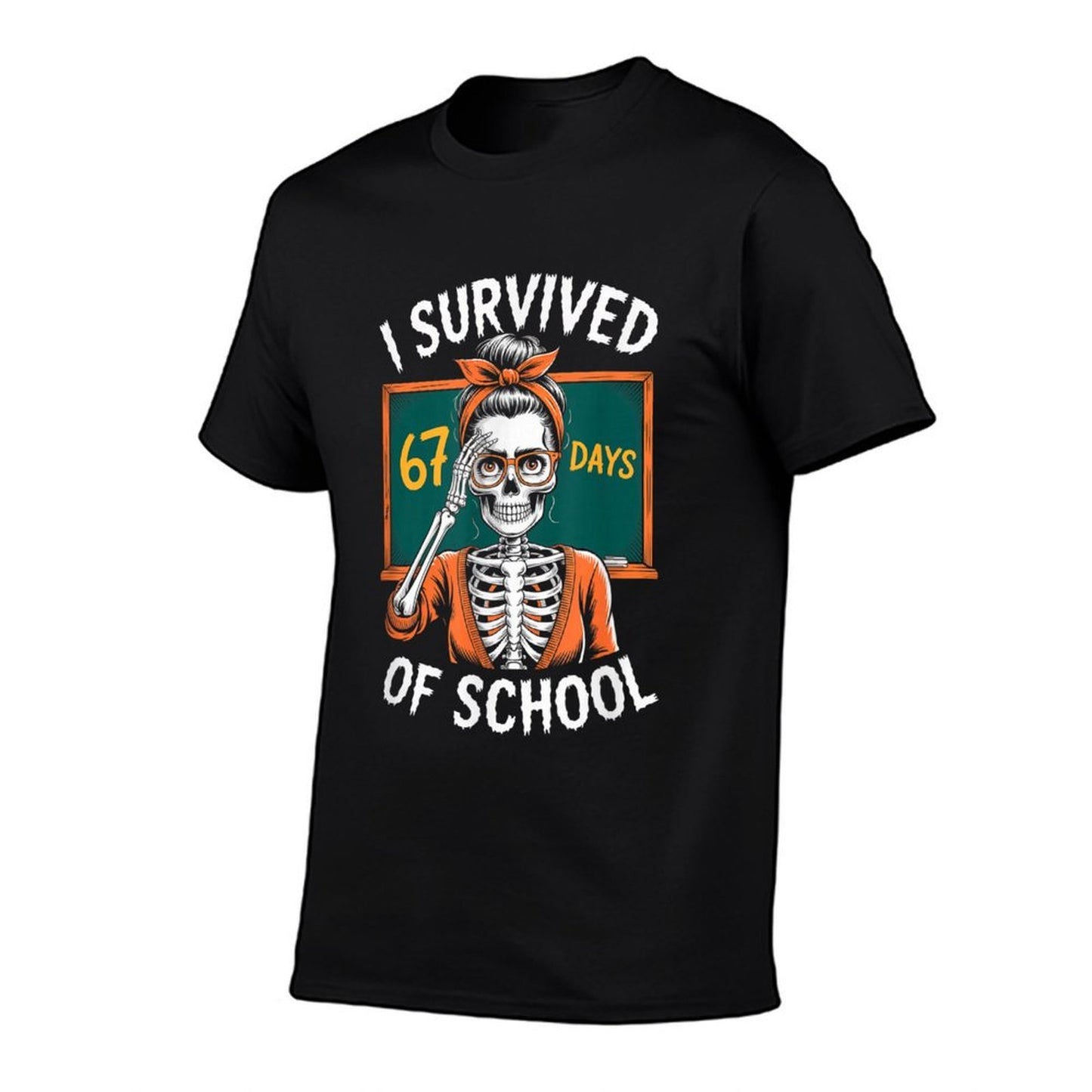 I Survived 67 Days of School 6-7 Funny Teacher 67 Skeleton  Soft T-Shirt