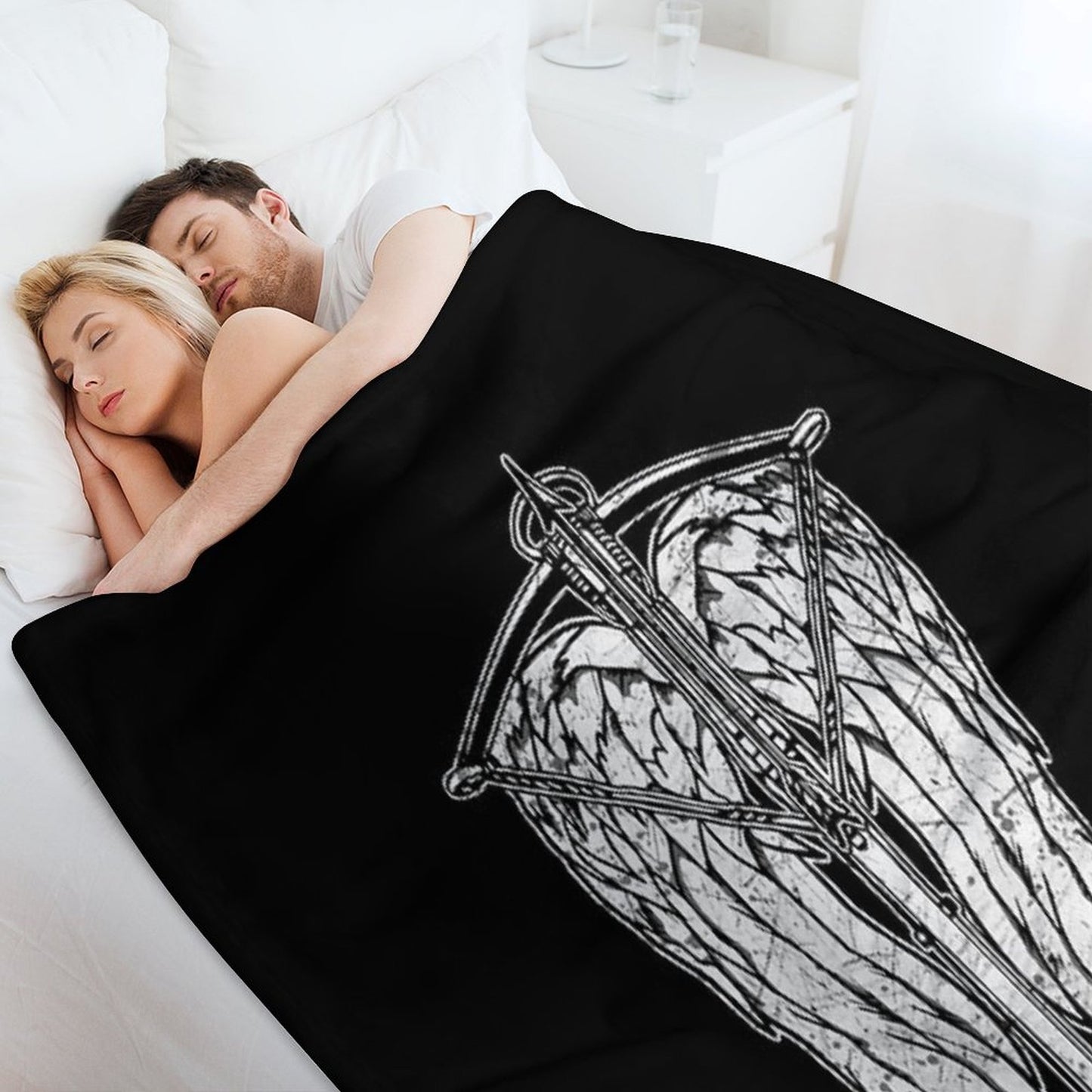 Angel Wings And Crossbow (Dirty) Throw Blanket