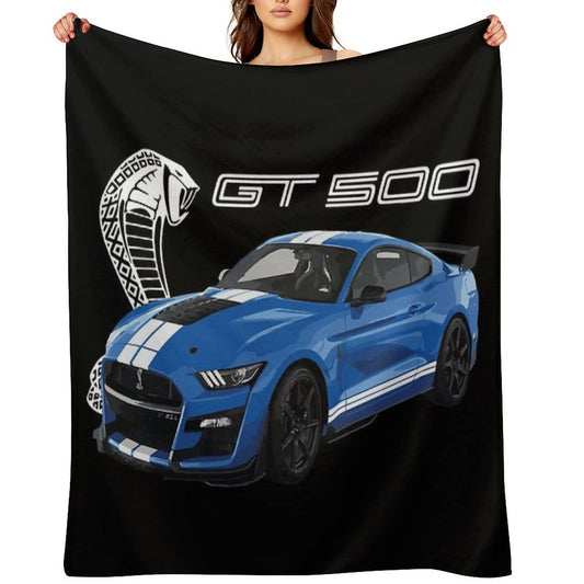 GT500 Mustang Shelby Cobra Velocity Blue Throw Blanket