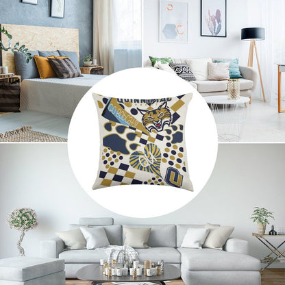 Quinnipiac University Collage Linen Throw Pillow Cover