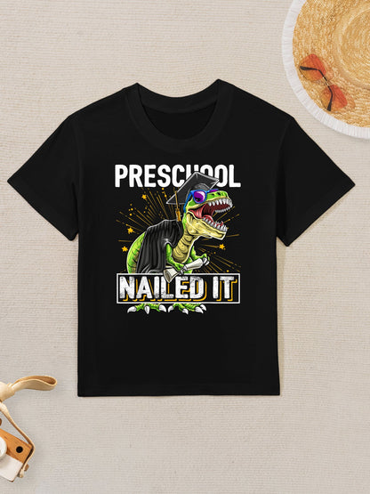 Preschool Nailed It T Rex Dinosaur Graduation Cap Gown Gift Kids T-Shirt