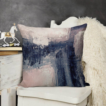 Pink And Navy 1 Linen Throw Pillow Cover