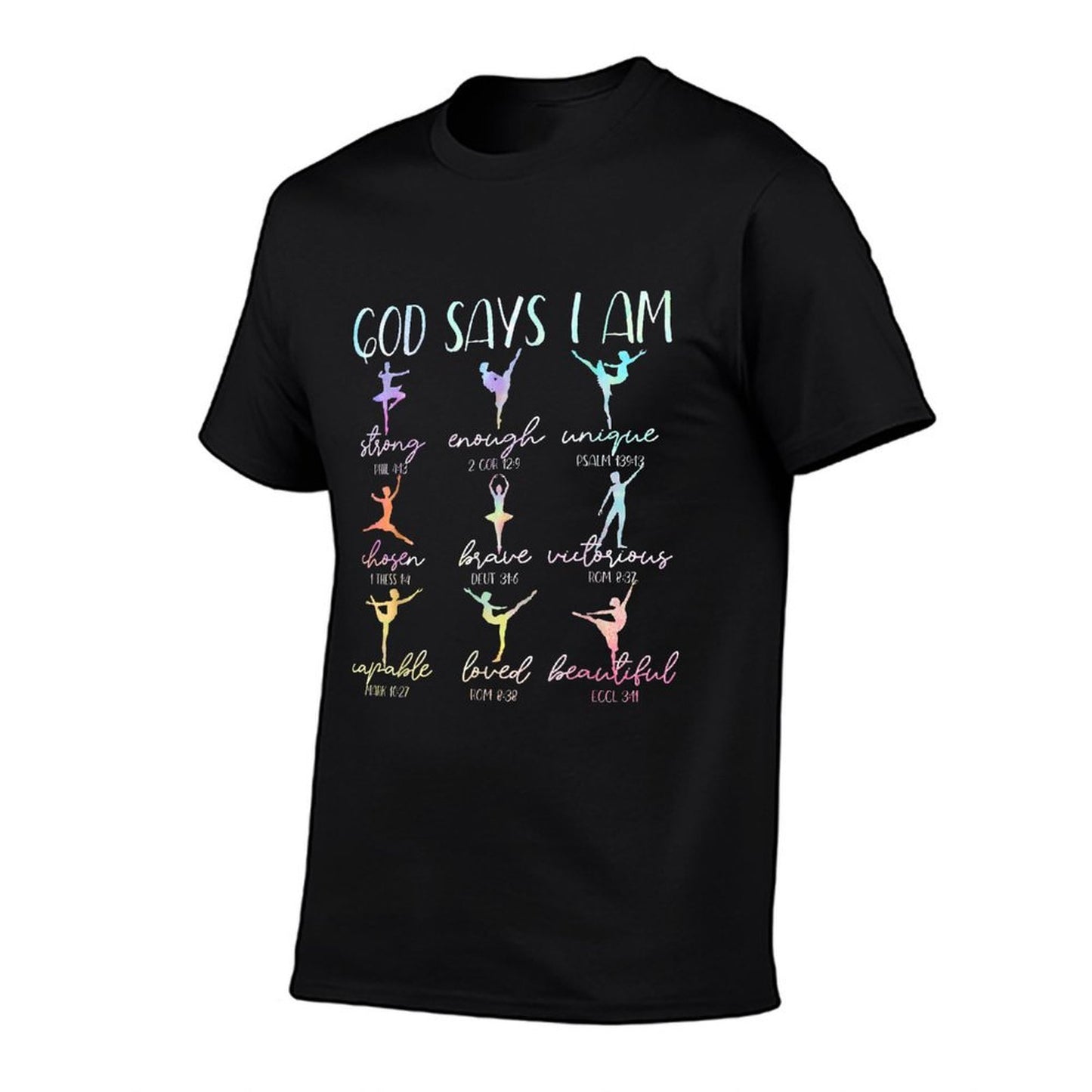 God Says I Am Bible Verse Religious Christian Ballet Dancer  Polyester Blend T-Shirt