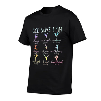 God Says I Am Bible Verse Religious Christian Ballet Dancer  Polyester Blend T-Shirt