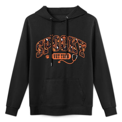 Spooky Vet Tech Veterinarian Halloween Veterinary Dog Paw Kangaroo Pocket Hoodie