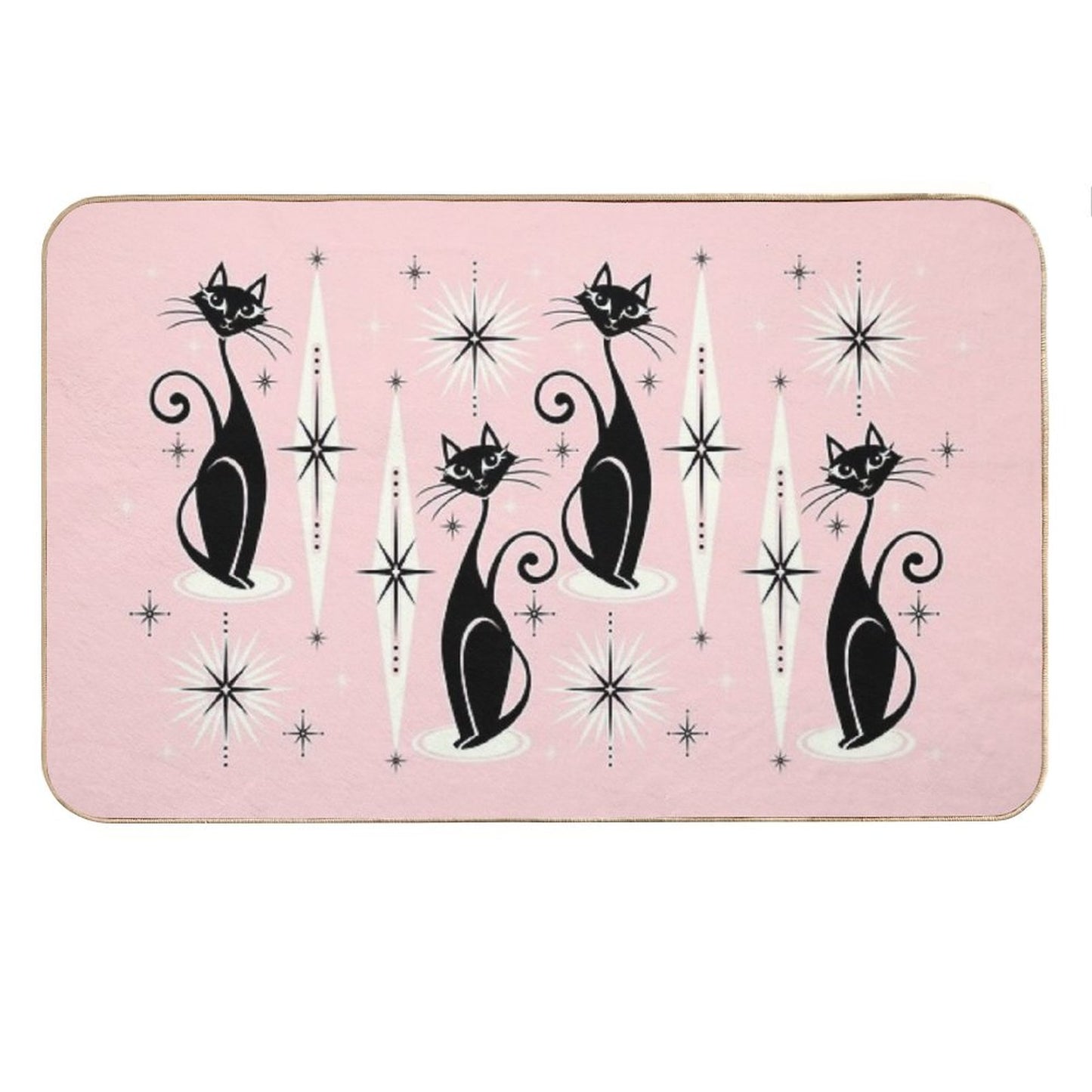 Mid Century Meow Retro Atomic Cats LG ©studioxtine Bath Mat