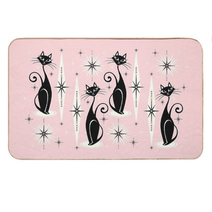 Mid Century Meow Retro Atomic Cats LG ©studioxtine Bath Mat