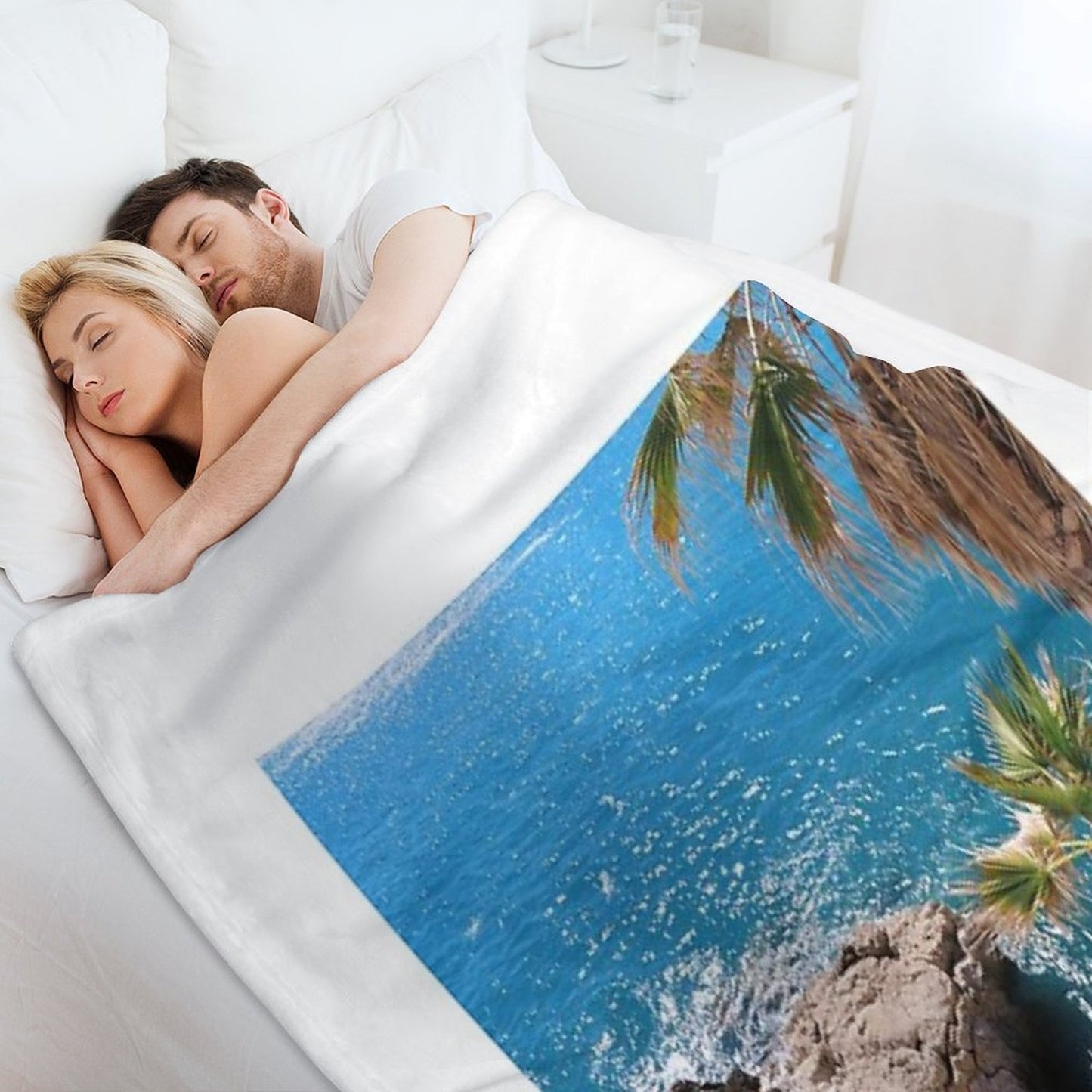 French Riviera Palms Throw Blanket