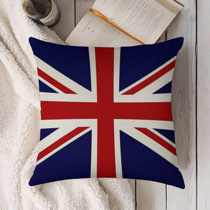 Union Jack Flag of The UK Linen Throw Pillow Cover
