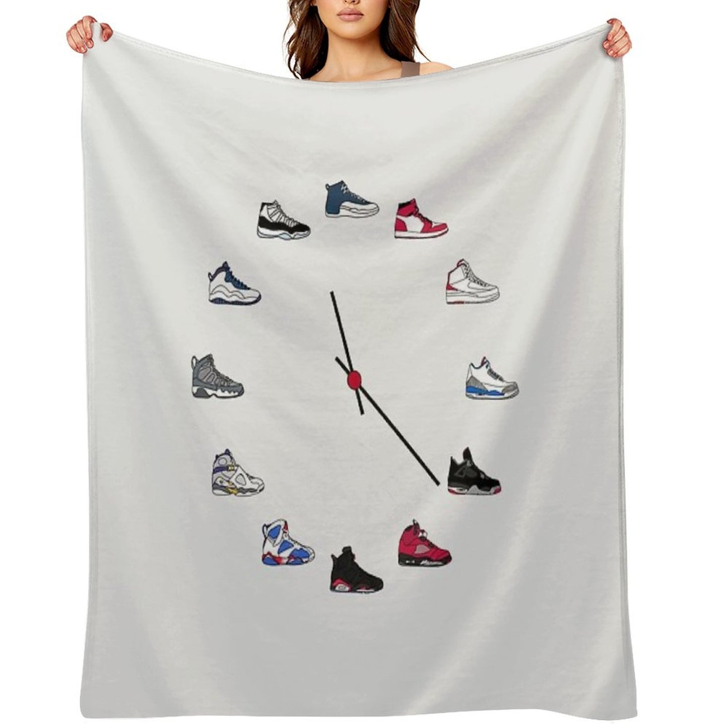 Jordan Sneaker Clock Throw Blanket