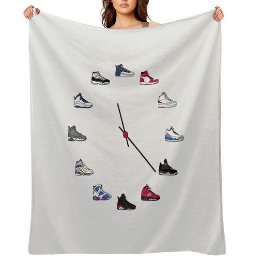 Jordan Sneaker Clock Throw Blanket