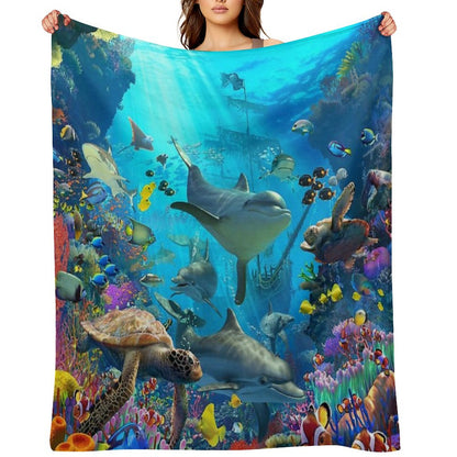 Dolphin Playground Throw Blanket