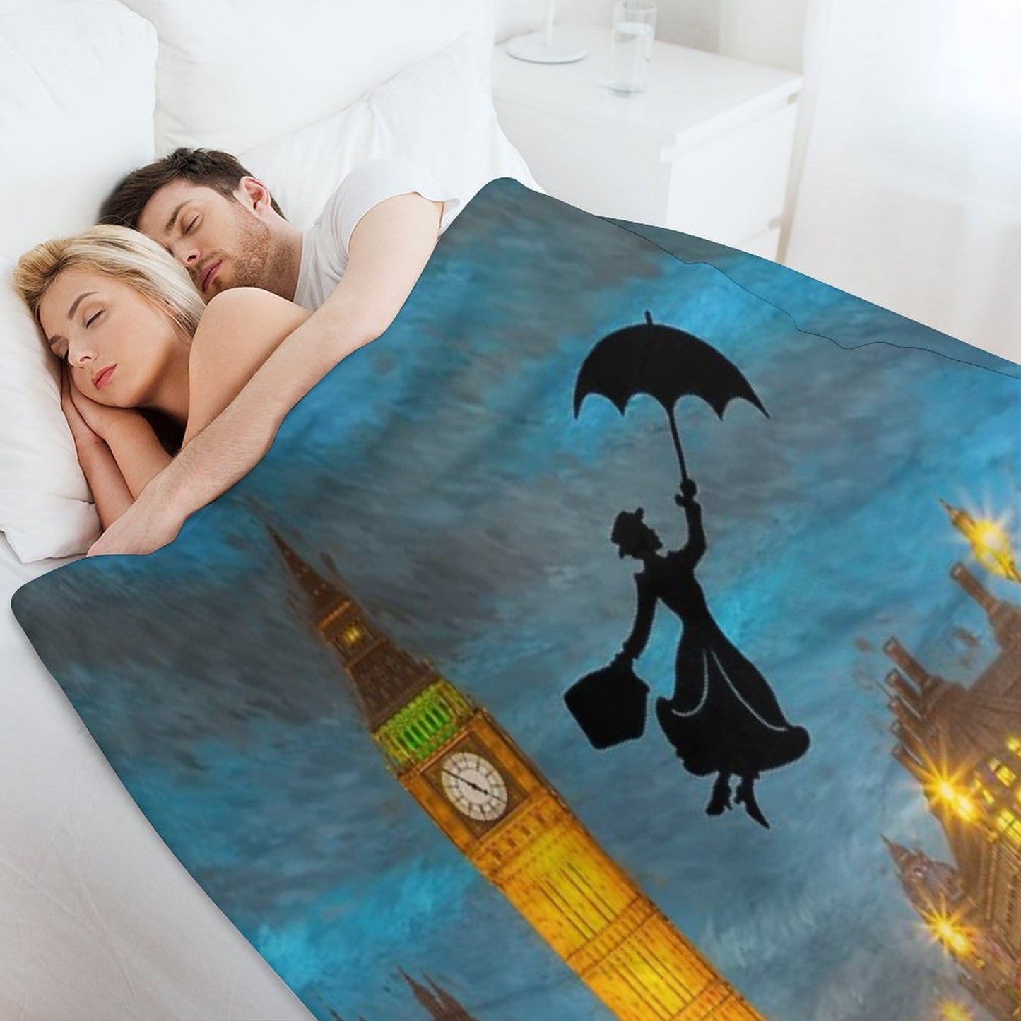 Magical Nanny Over London Throw Blanket