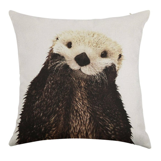 Otters Gonna Ott Linen Throw Pillow Cover