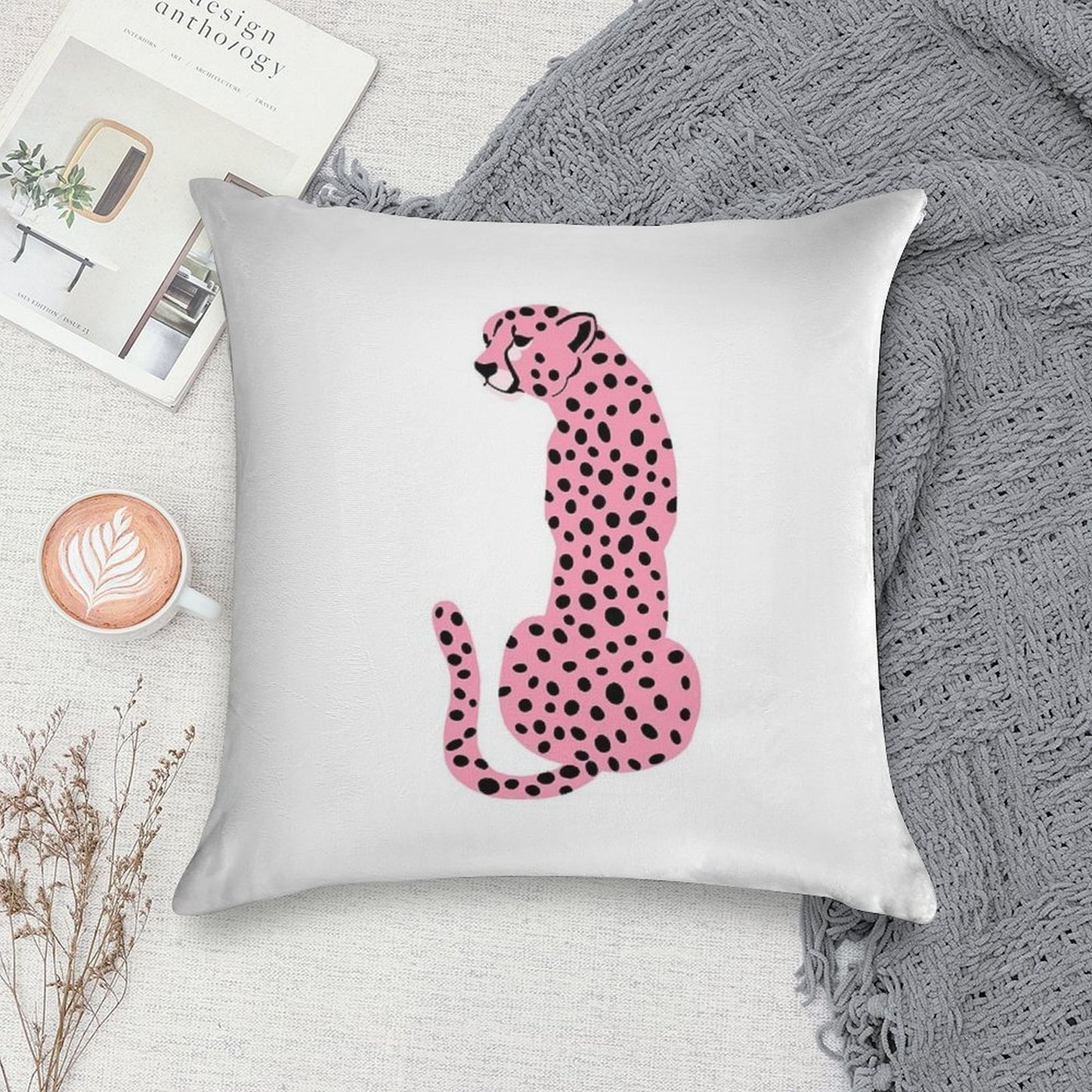 Pink Cheetahleopard Soft Hidden Zipper Throw Pillow