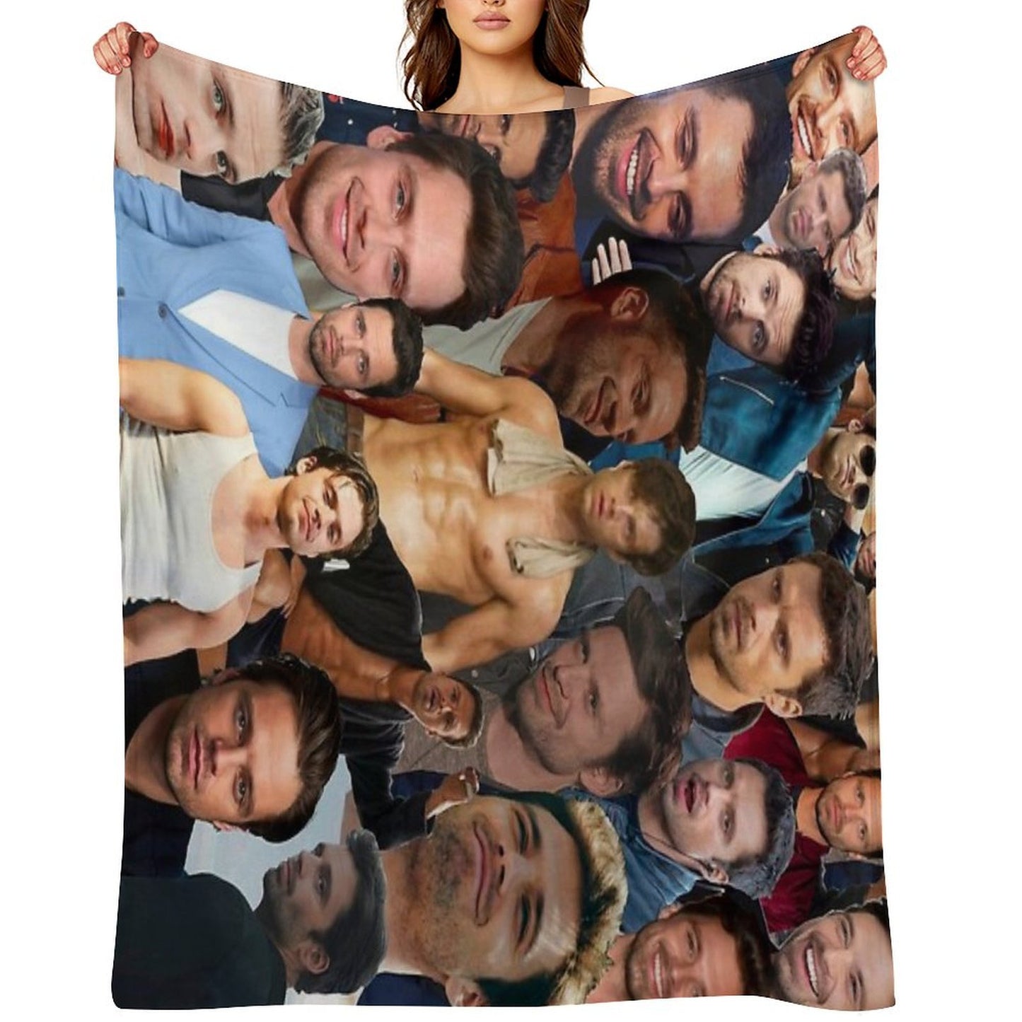Sebastian Stan Photo Collage Throw Blanket