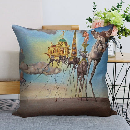 The Temptation of St. Anthony Linen Throw Pillow Cover