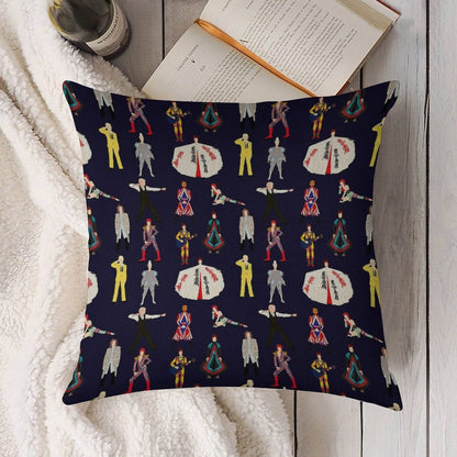 The Bowie Experience Line-up Linen Throw Pillow Cover