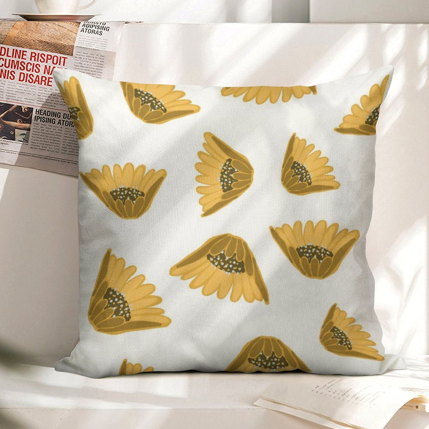 Sunflower Arrival Linen Throw Pillow Cover