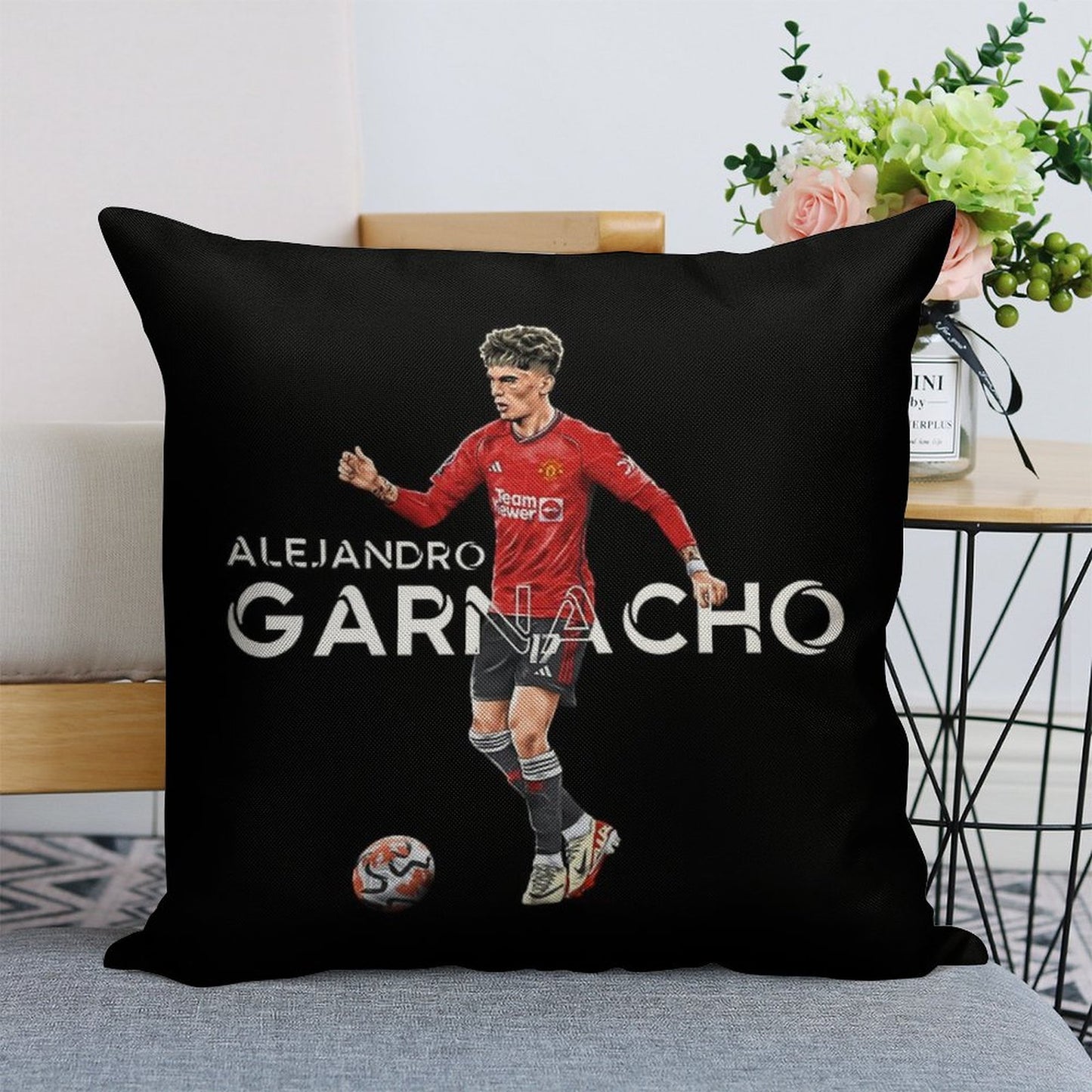 Alejandro Garnacho - Man United Linen Throw Pillow Cover
