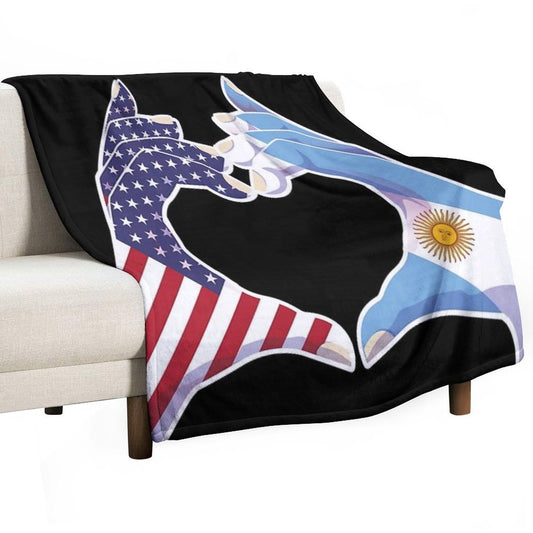 Argentina Argentine Argentinean Argentinian USA United States American America Love Heart Peace Throw Blanket