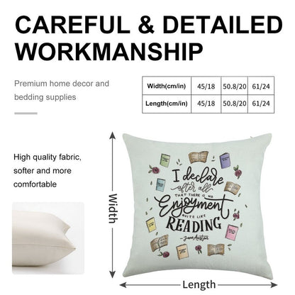 No Enjoyment Like Reading Linen Throw Pillow Cover