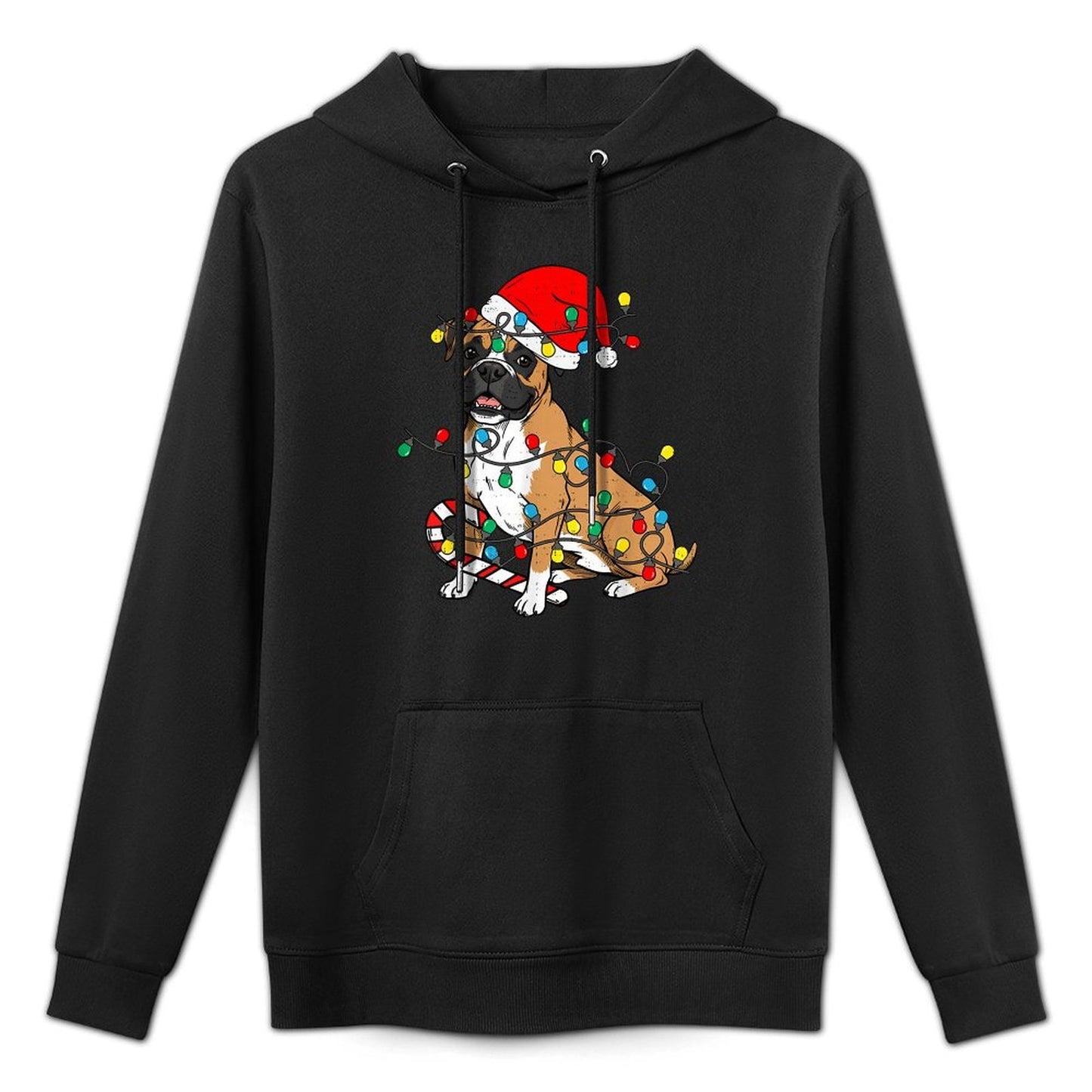 Boxer Dog Christmas Lights Pajama Santa Xmas Pet Dog Lover Casual Wear Hoodie