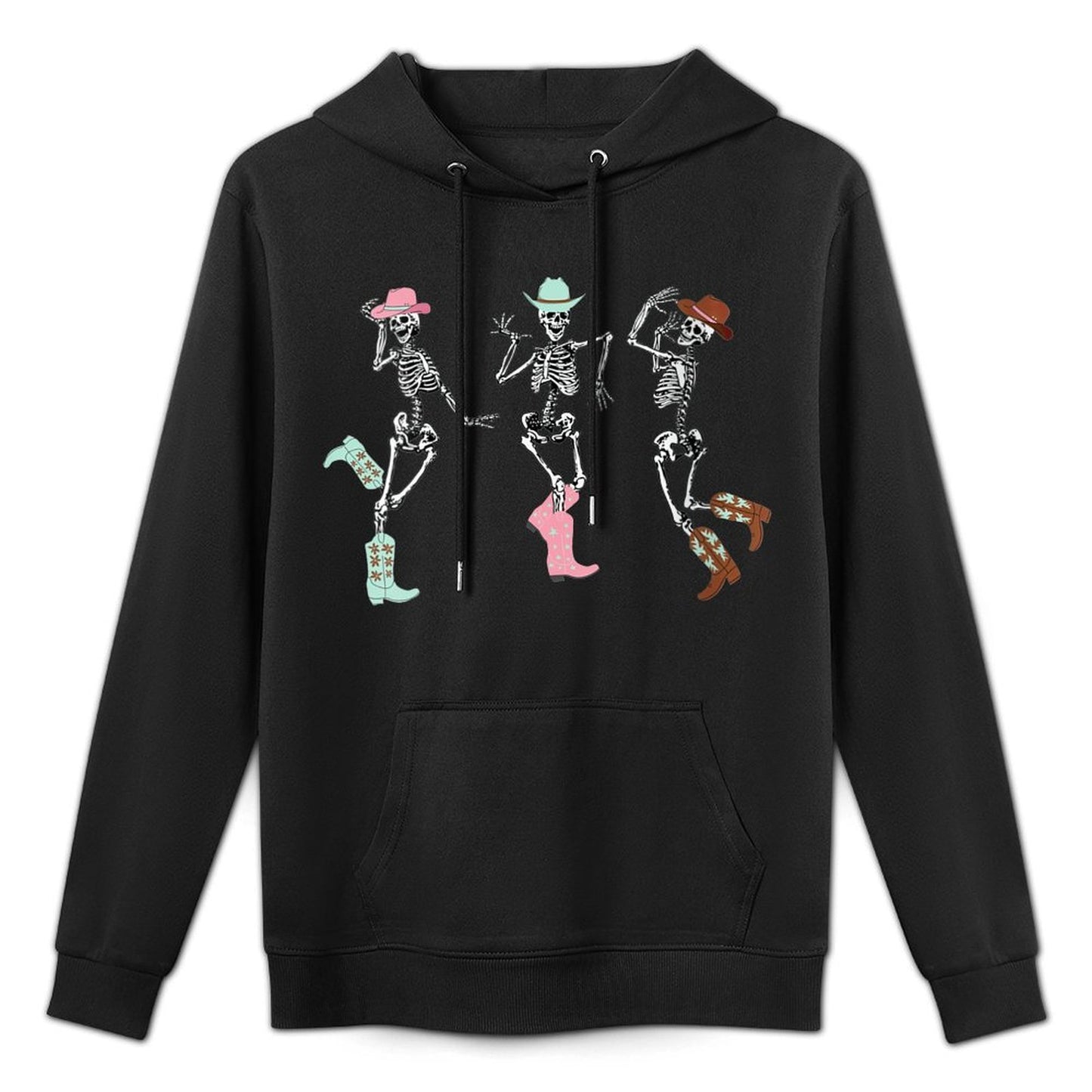 Womens Boot Scootin Skeleton Dancing Halloween Cowboy Western Women Breathable Fabric Hoodie