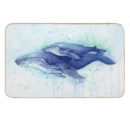 Humpback Whale Mom And Baby Painting Bath Mat