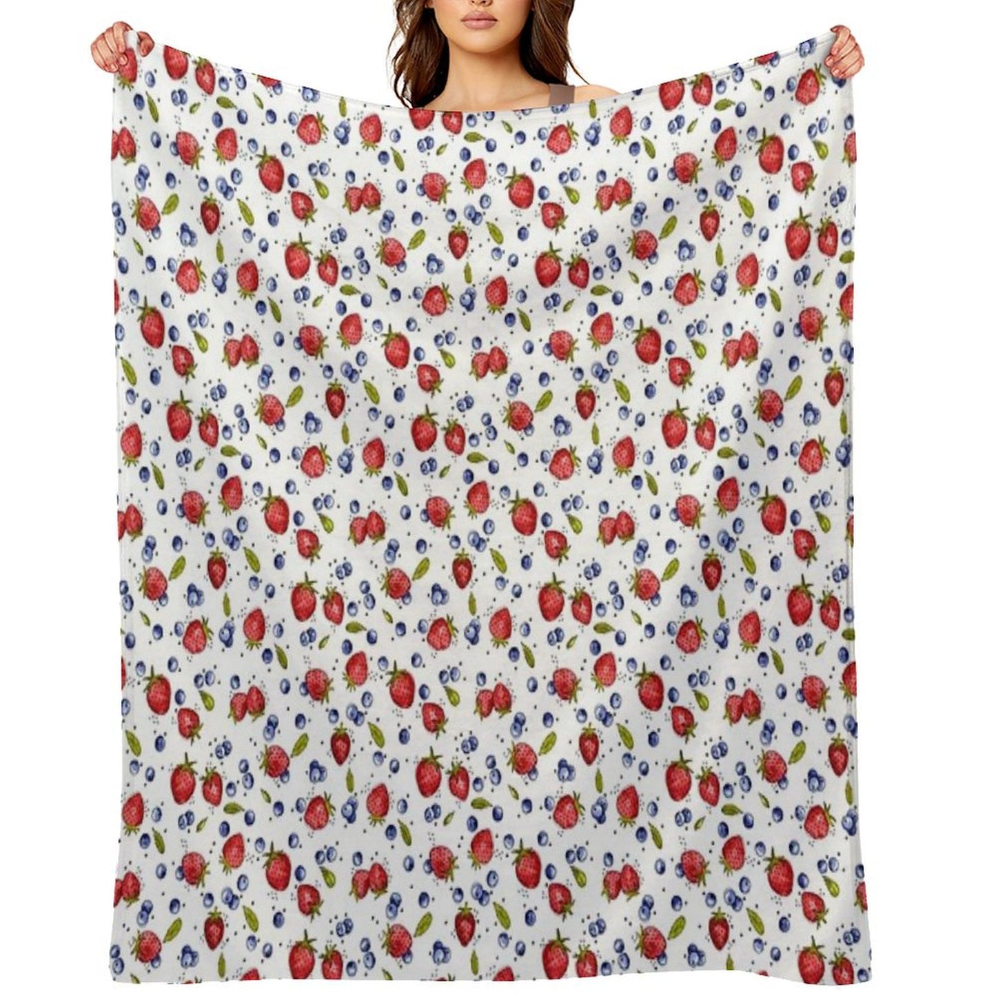 Strawberry, Blueberry, Mint Throw Blanket