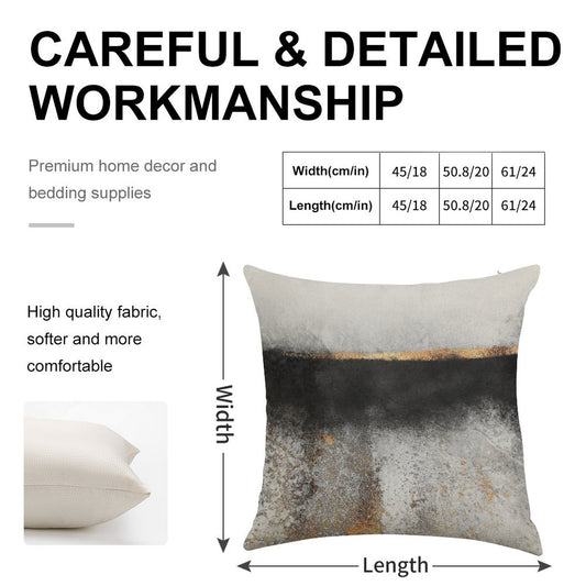 Soot And Gold Linen Throw Pillow Cover