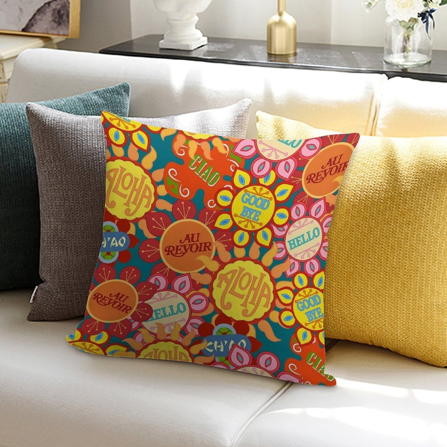 It's A Small World Flowers (original) Soft Fade-Resistant Throw Pillow