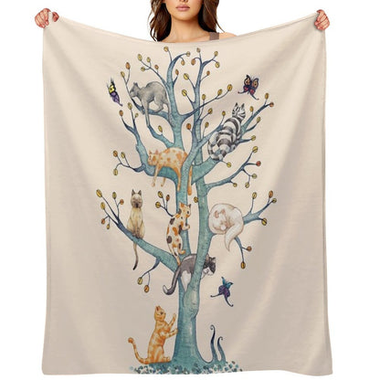 The Tree of Cat Life Throw Blanket
