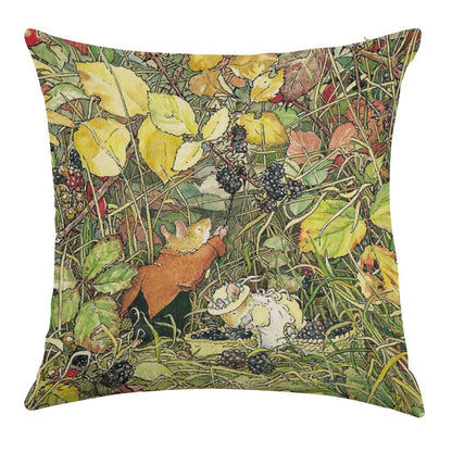 Blackberry Picking Linen Throw Pillow Cover