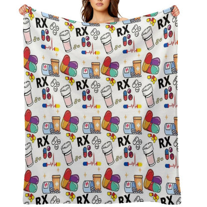 Pharmacy Pattern Pills RX Throw Blanket